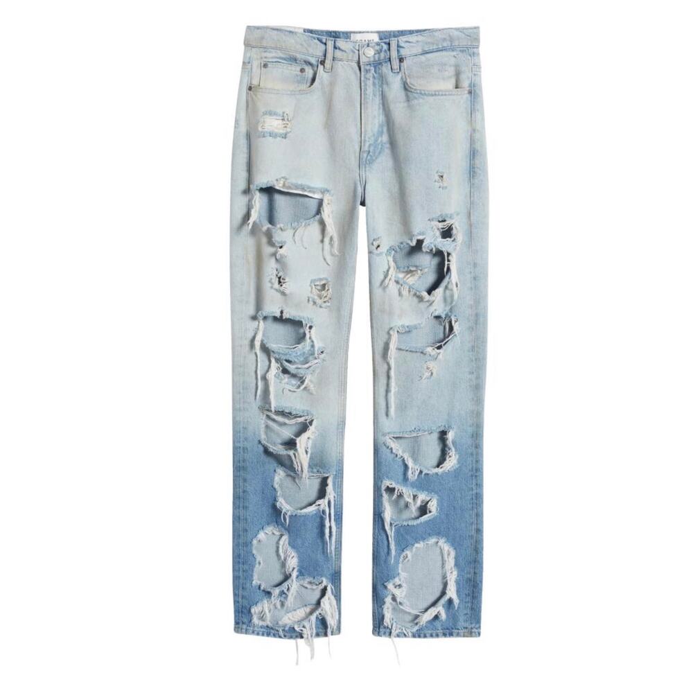 FRAME Distressed Ombré Straight Leg Jeans